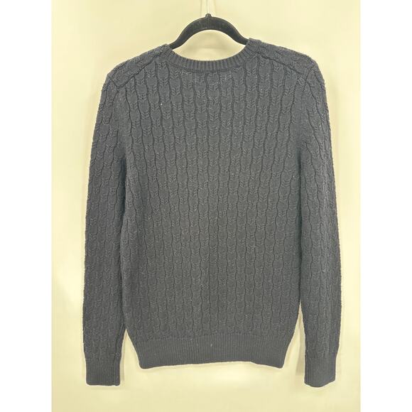 A.P.C. Black Merino Wool Cable Knit Crew Neck Sweater Size Medium - Picture 4 of 7